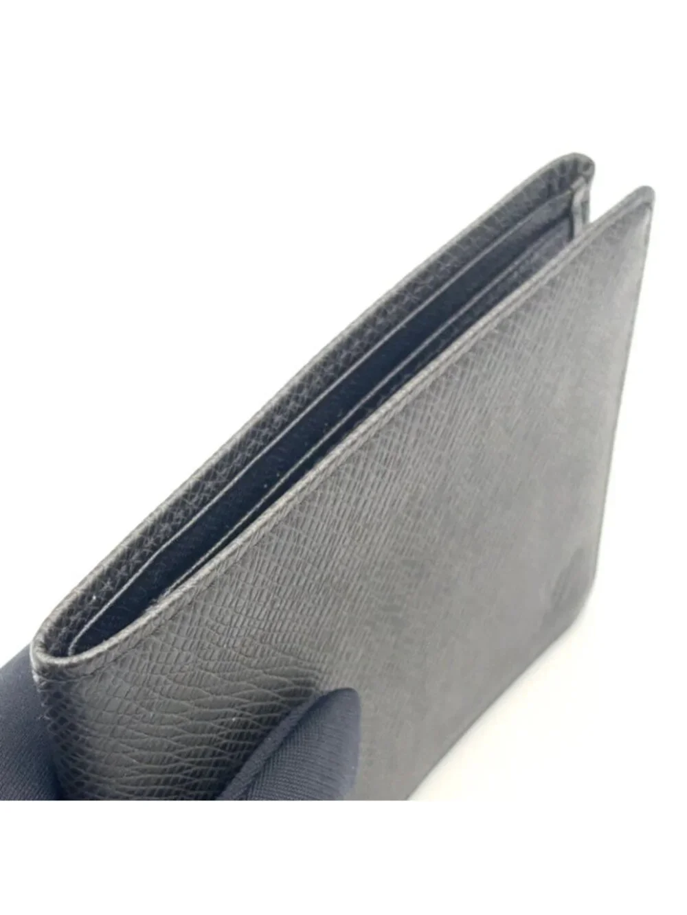 Louis Vuitton Portefeuille Credit Taiga Leather Dark Gray Bifold Billfold Wallet